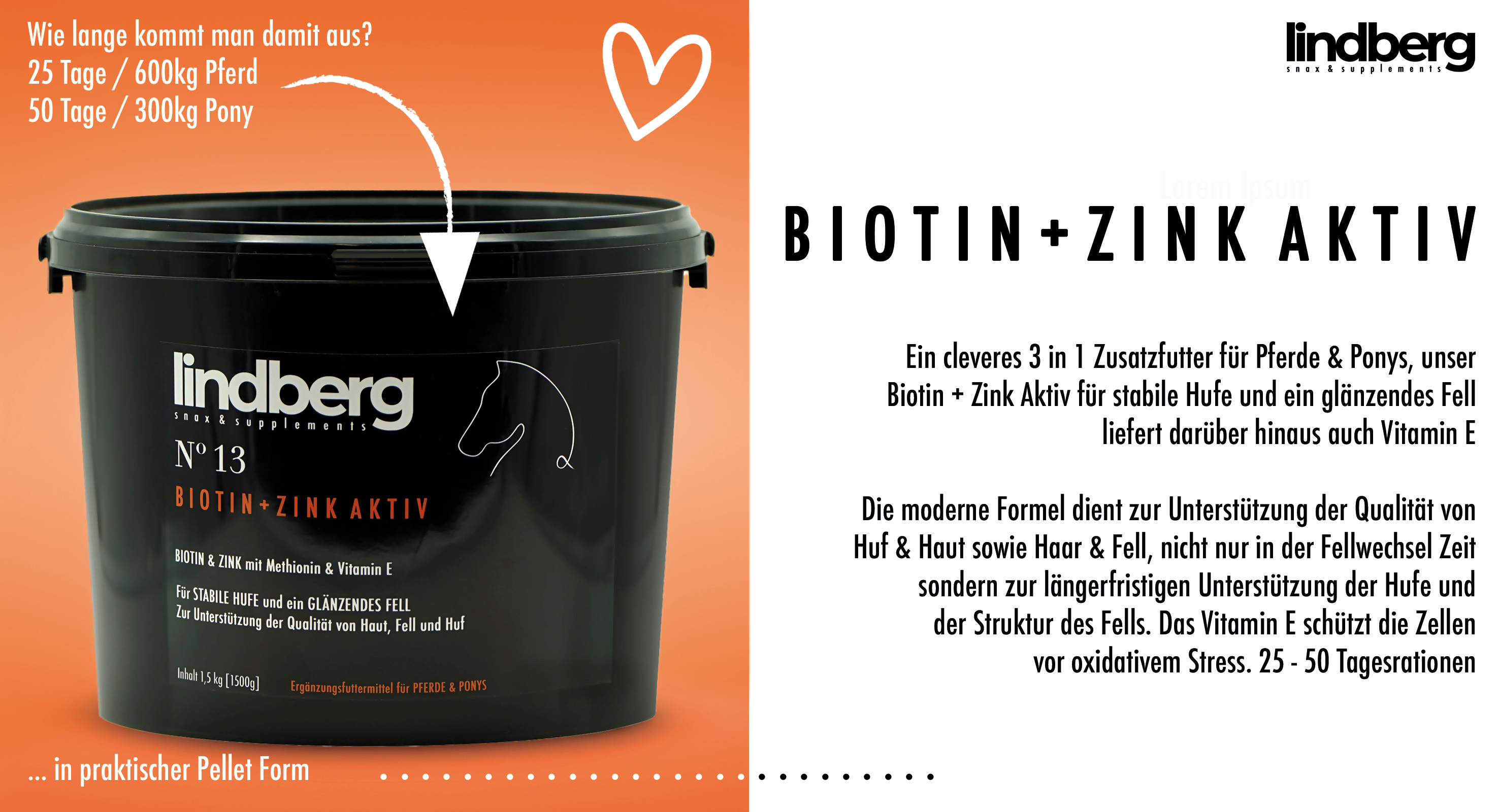 Biotin Zink Vitamin E für Pferd und Pony Zusatzfutter